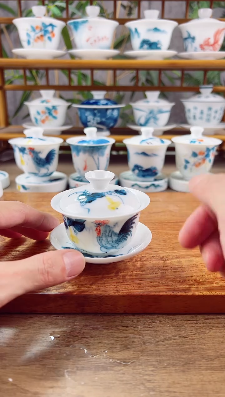 【闪购商品】微瑕葫芦公鸡80ml三才盖碗