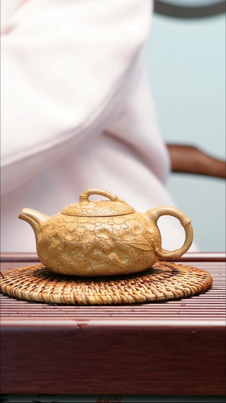 茶壶紫砂黄金段  竹节供春壶   200cc