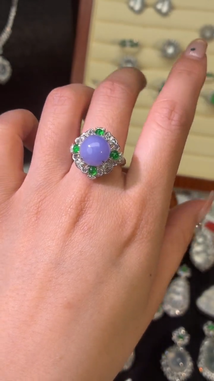 未镶嵌戒指翡翠紫蛋