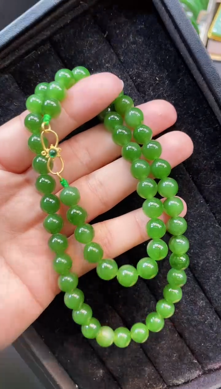 【闪购商品】和田玉项链18K金镶嵌8MM 多样性发一