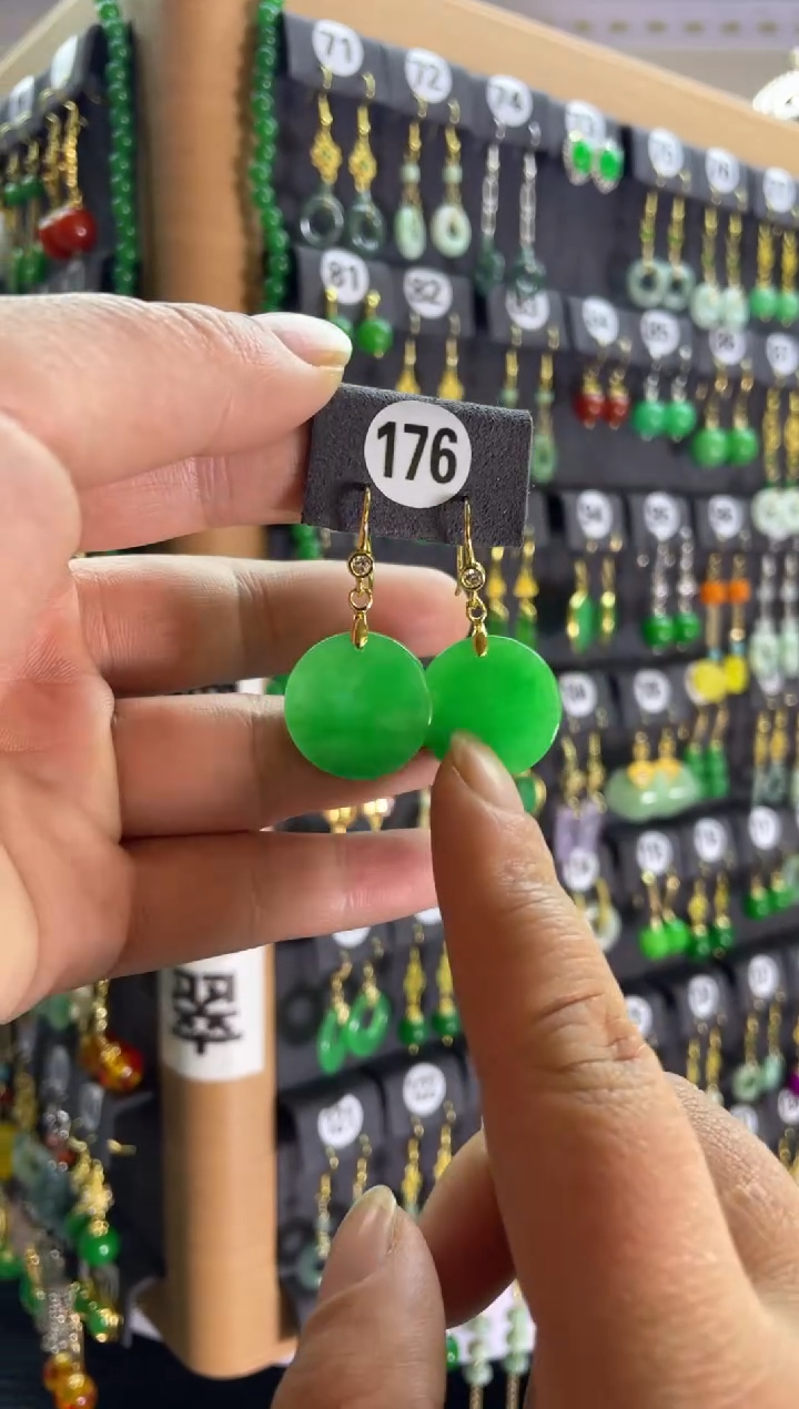 【闪购商品】翡翠耳饰银S925镶嵌176....