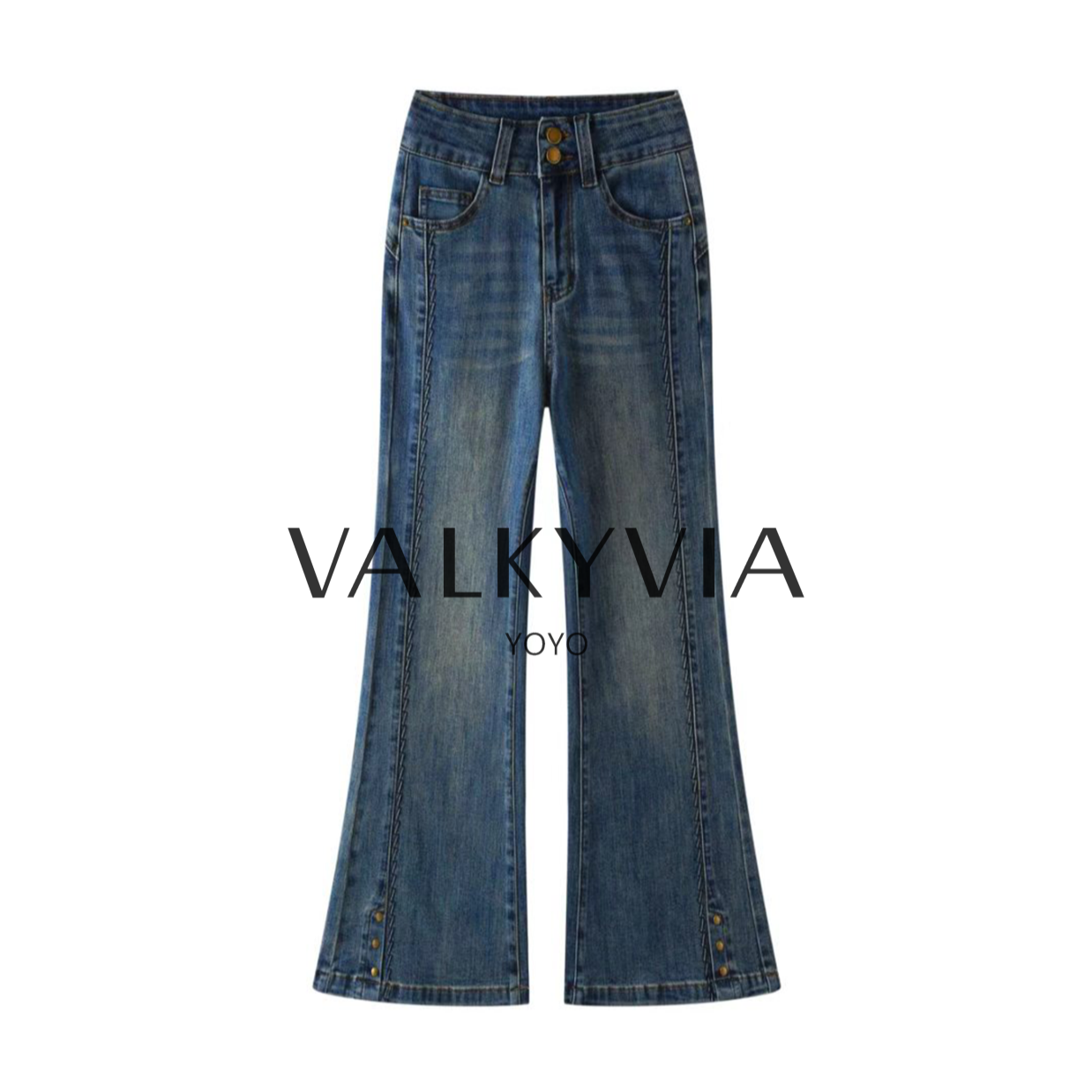 【Valkyvia/悠悠奢品】设计不贴腿牛仔裤秋季高腰超火喇叭裤S5519