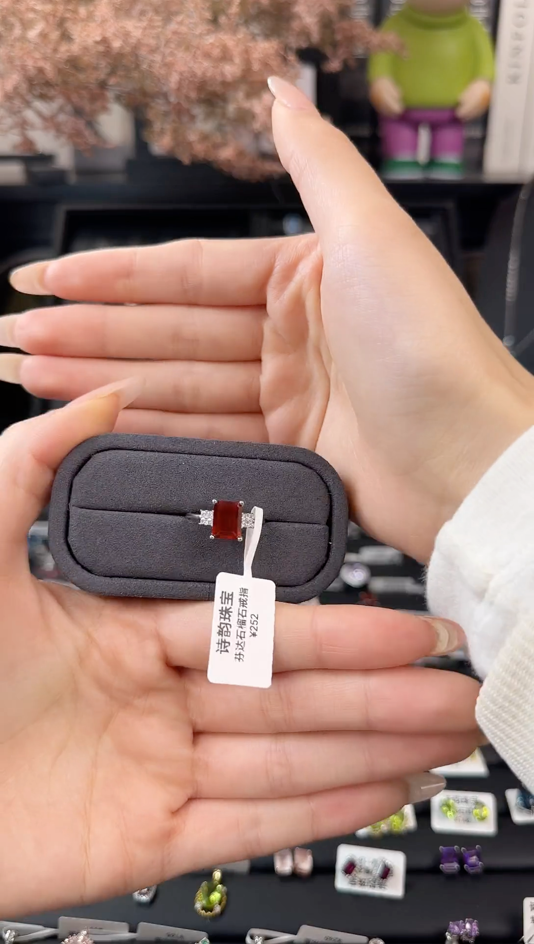 银S925镶嵌戒指石榴石芬达石榴石戒指