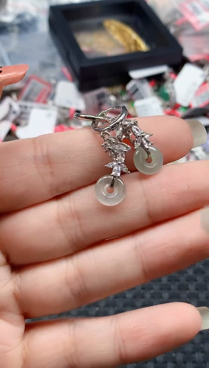 银S925镶嵌戒指翡翠天然A货缅甸翡翠