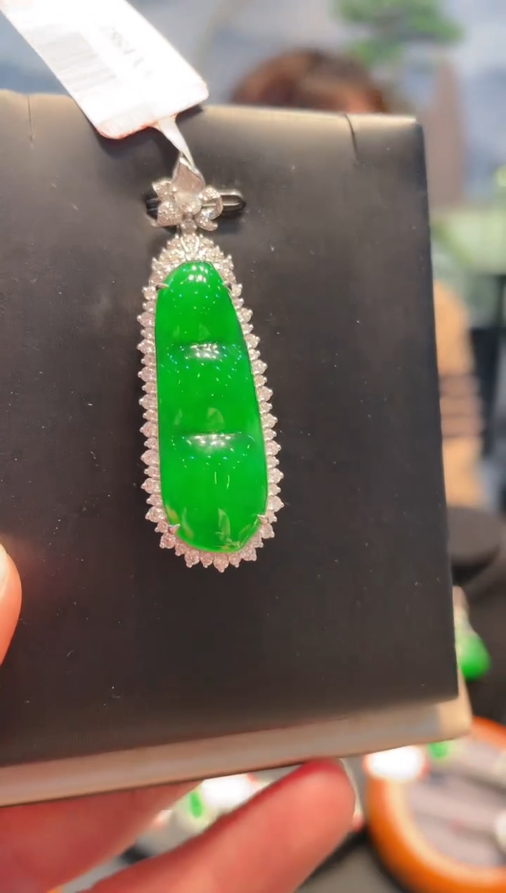 【闪购商品】翡翠颈饰18K金镶嵌A62天然A货翡翠