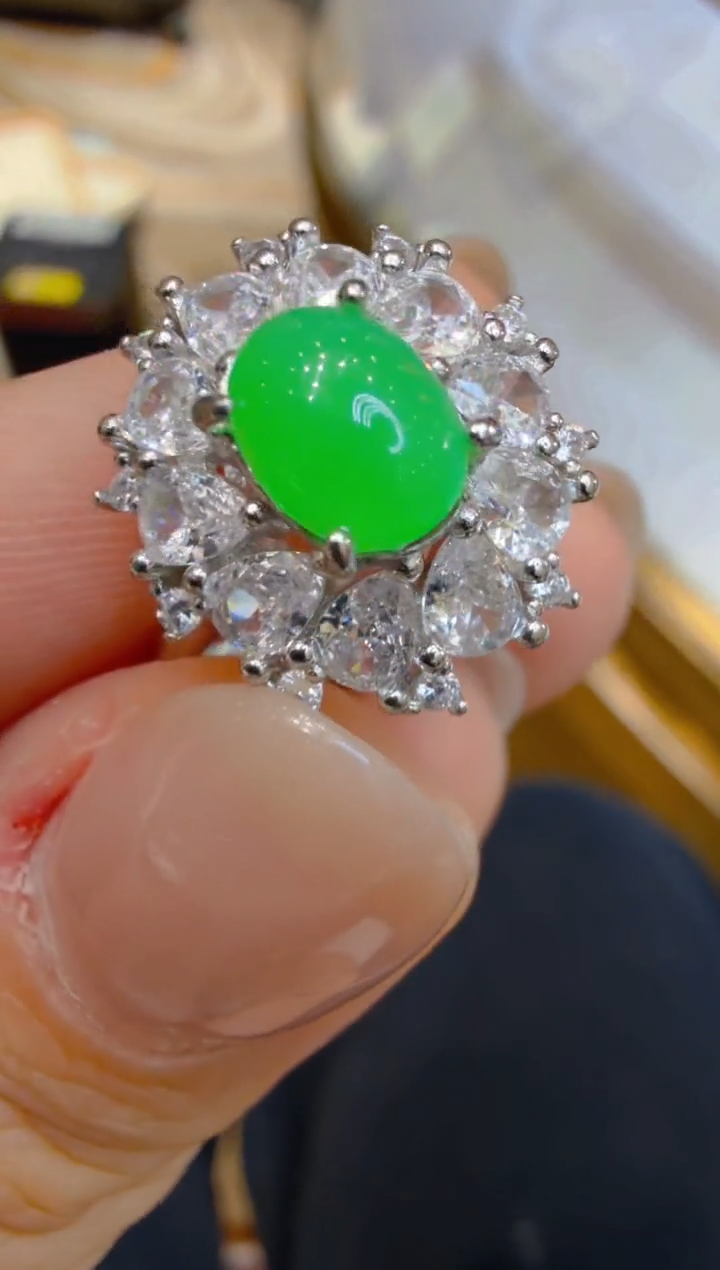 银S925镶嵌戒指翡翠多样性团购发一件