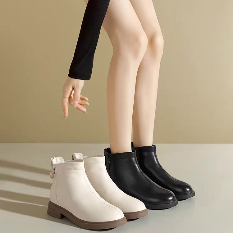 2251   圆头粗跟轻职风低跟女短靴厚底筒靴高跟