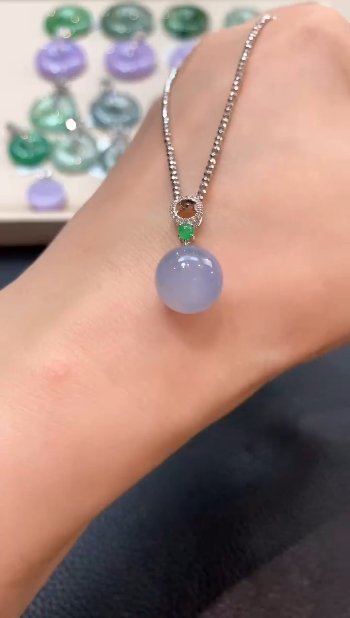 翡翠18K金镶嵌吊坠(不含链)b46多样性一件发货有色差