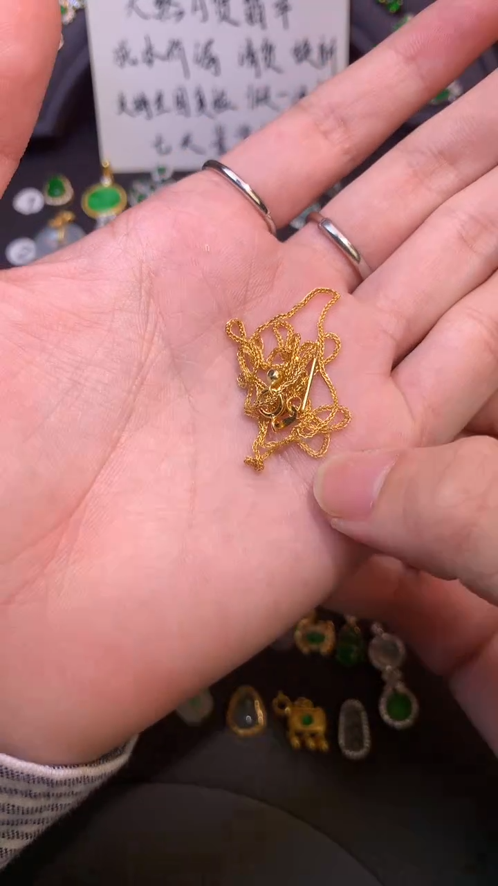 吊坠(不含链)银S925镶嵌翡翠叁*金1