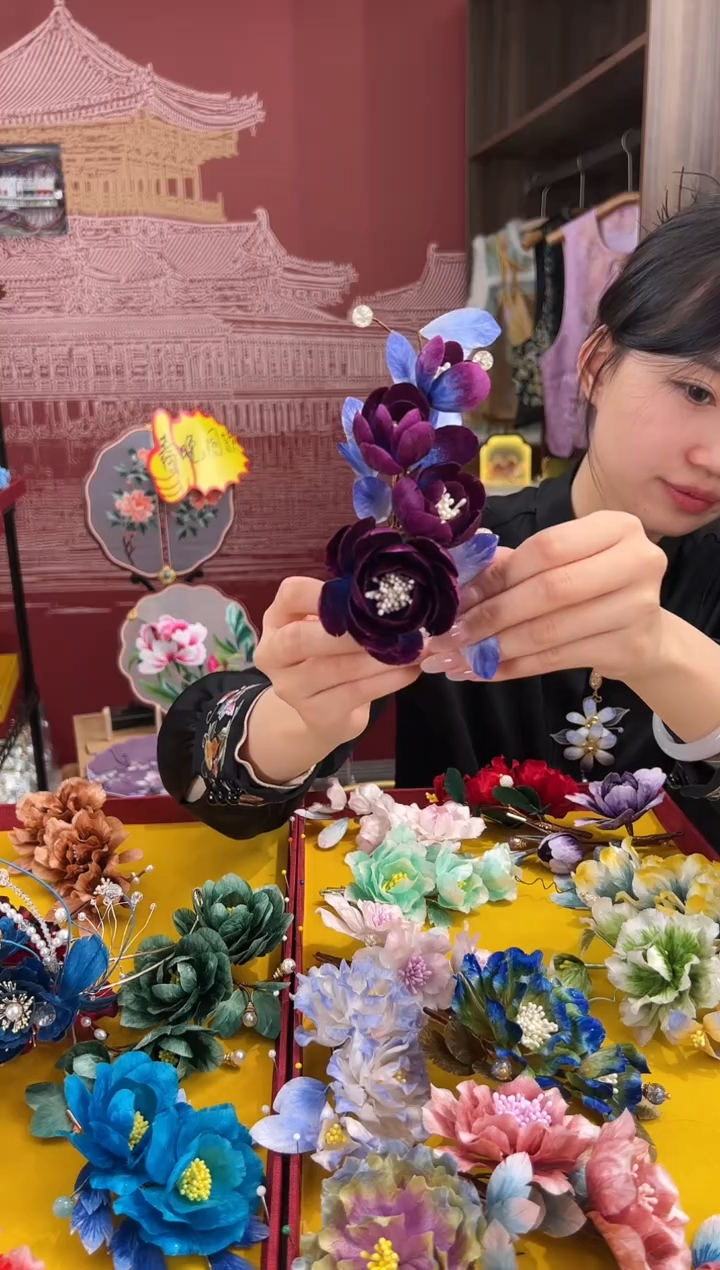 【闪购商品】刺绣非遗绒花（发饰）