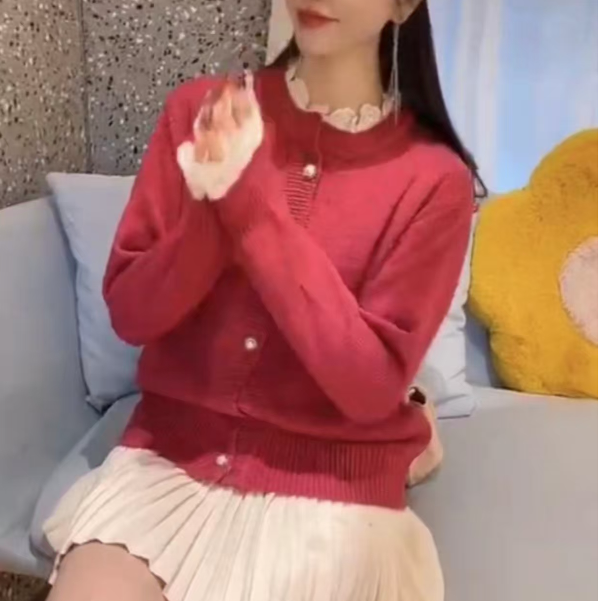 622#小香风长袖针织衫显瘦气质时尚百搭圆领开衫87