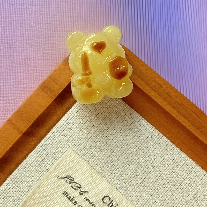 骑士小熊，琥珀原矿，用于手串，项链定制，定制编绳，打孔不退