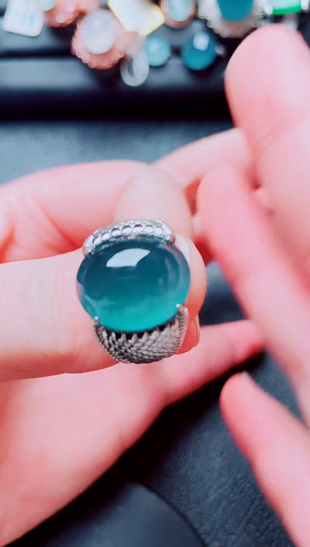 银S925镶嵌戒指翡翠111