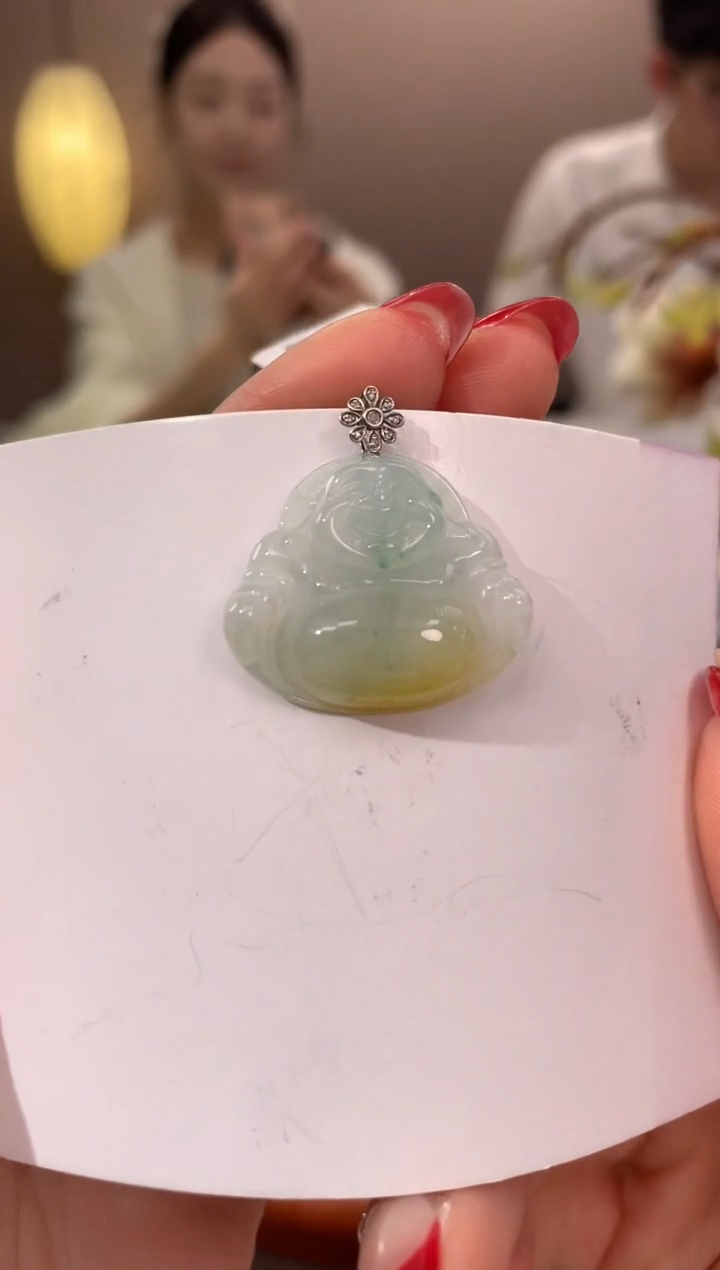 【闪购商品】翡翠颈饰18K金镶嵌天然缅甸a货翡翠