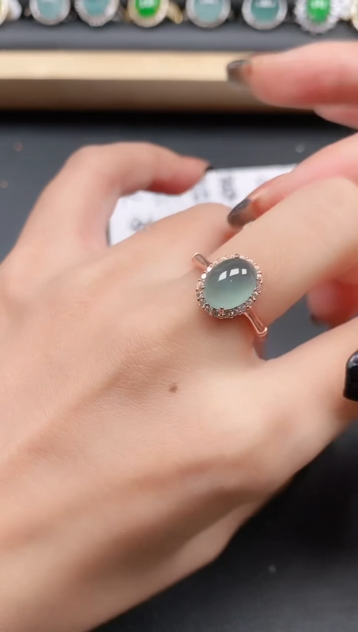 翡翠戒指银S925镶嵌111111