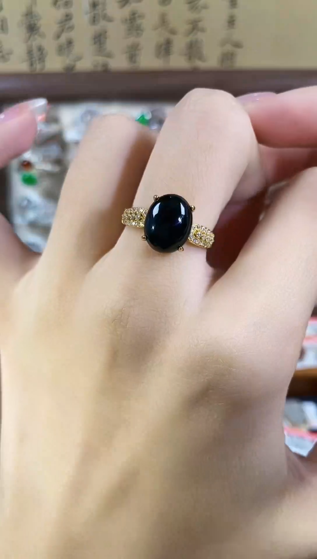 银S925镶嵌戒指翡翠天然A货翡翠150