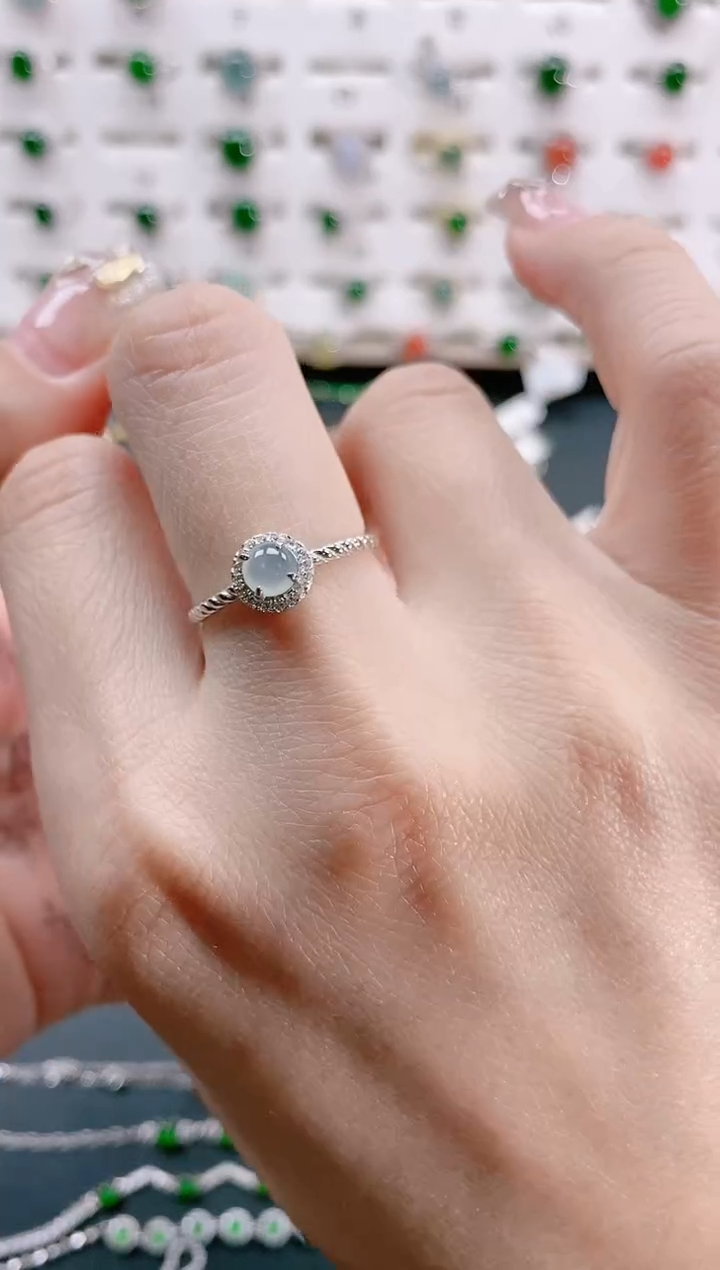 【闪购商品】翡翠戒指银S925镶嵌天然翡翠