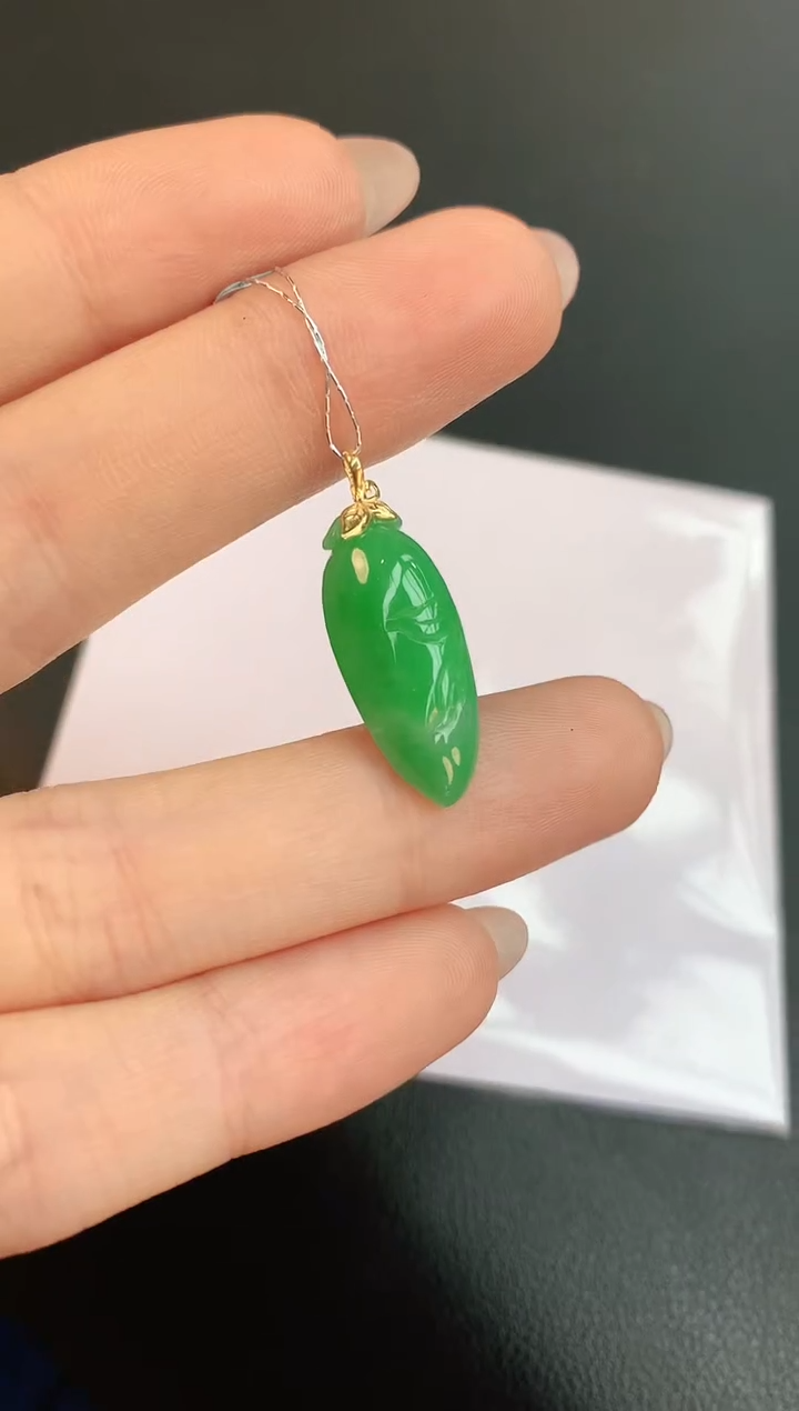 【闪购商品】翡翠颈饰18K金镶嵌赠礼盒证书 珍珍