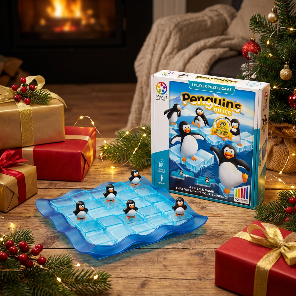 SmartGames企鹅滑滑冰6岁+趣味拼图拼块滑动变形空间规划益智玩具
