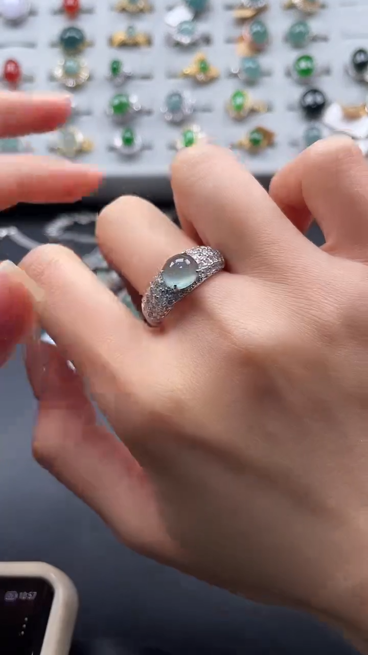 【闪购商品】翡翠戒指银S925镶嵌567575