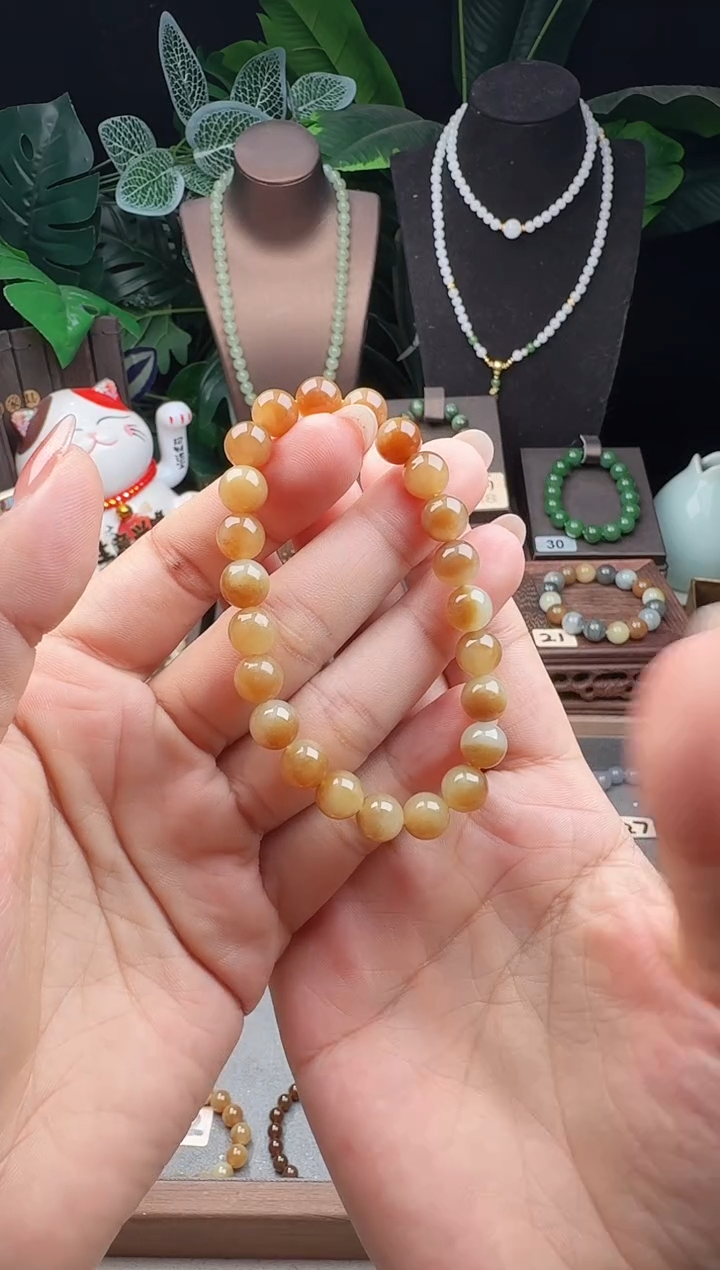 未镶嵌手串和田玉8m左右且末糖玉手串