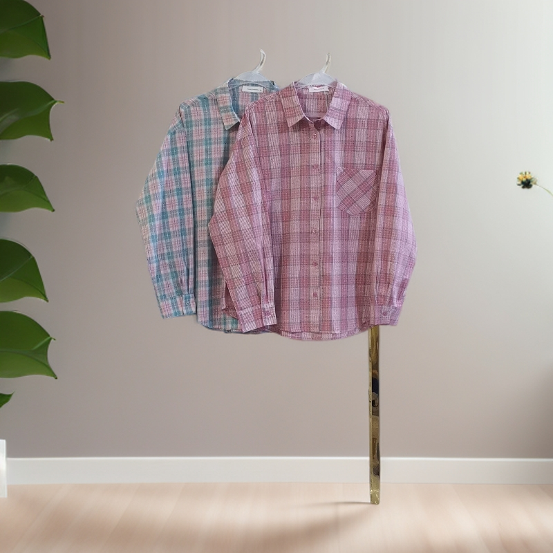 6546-1 两色翻领格衬衫