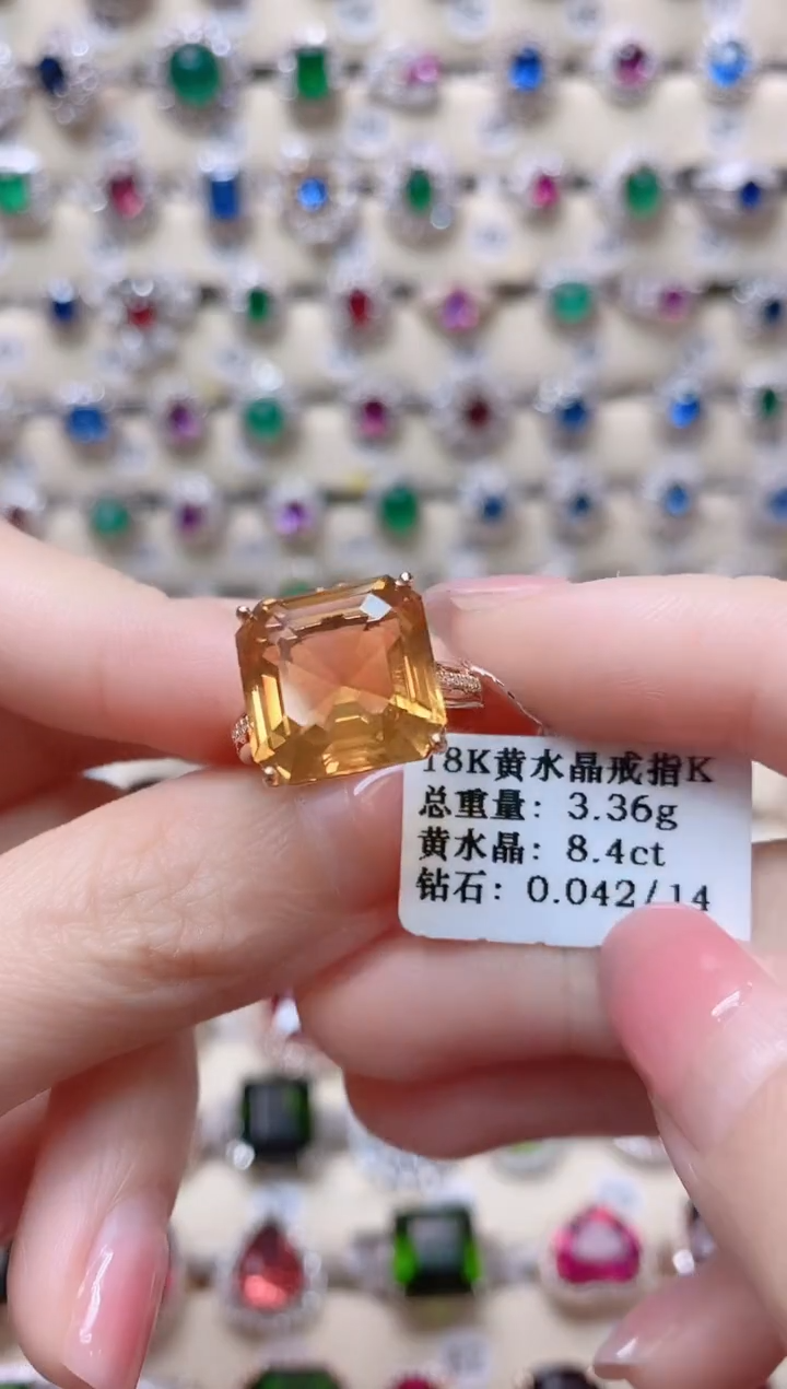 【闪购商品】水晶18K金戒指18K金镶嵌1