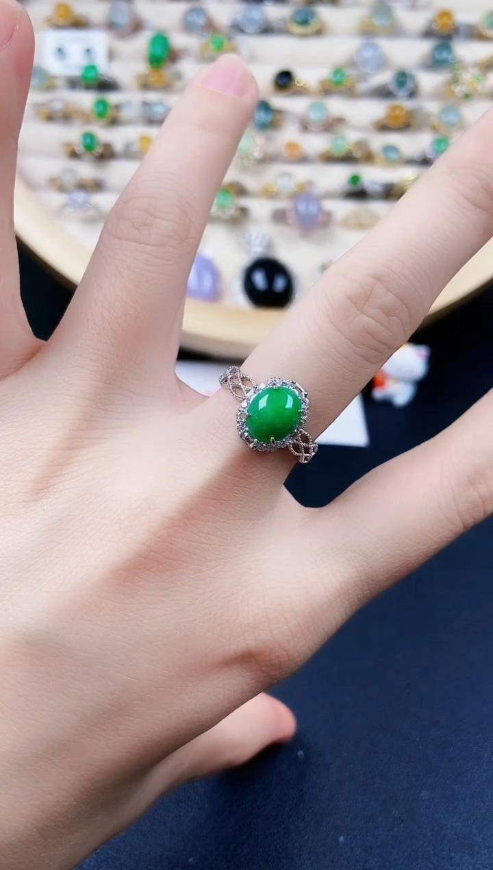【闪购商品】翡翠戒指银S925镶嵌120120120