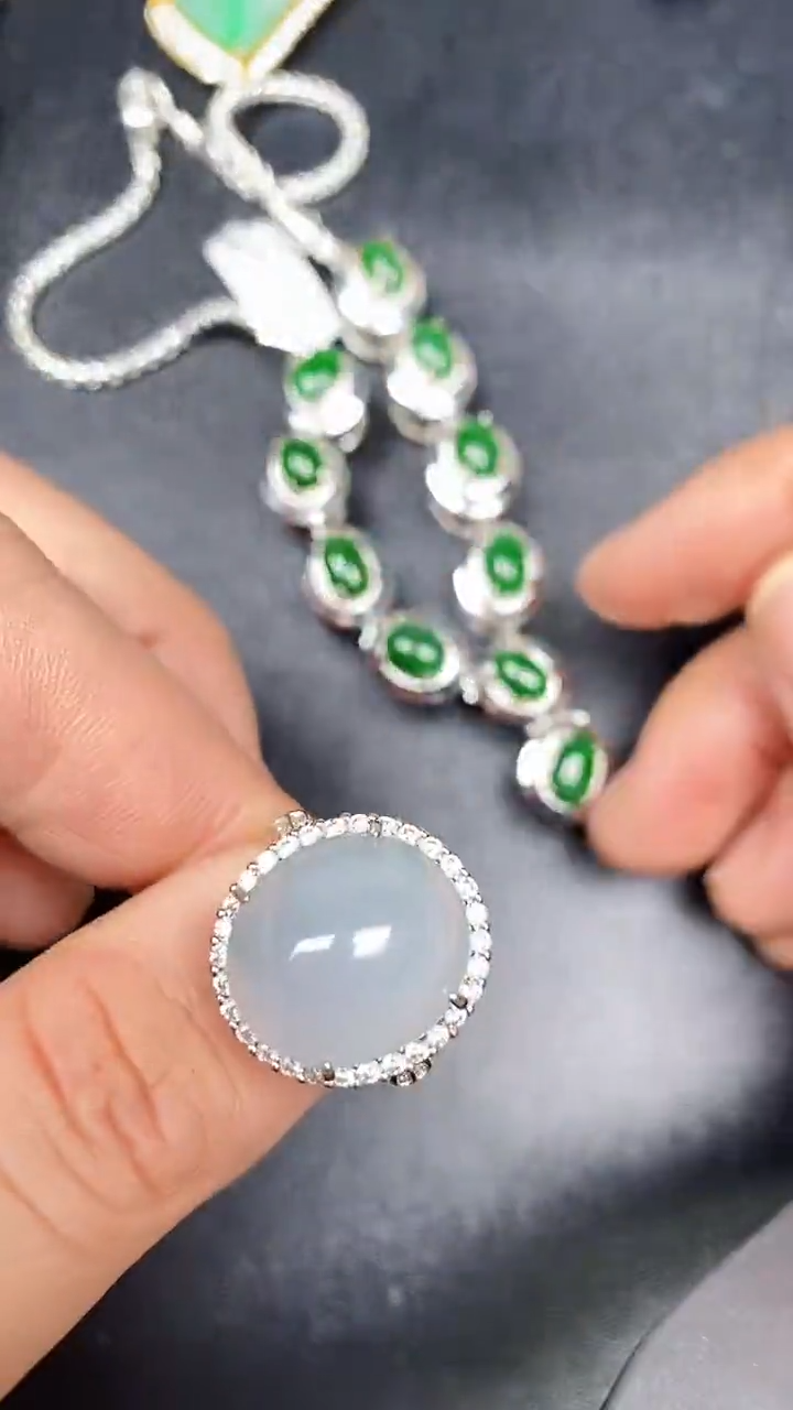 银S925镶嵌戒指翡翠3450