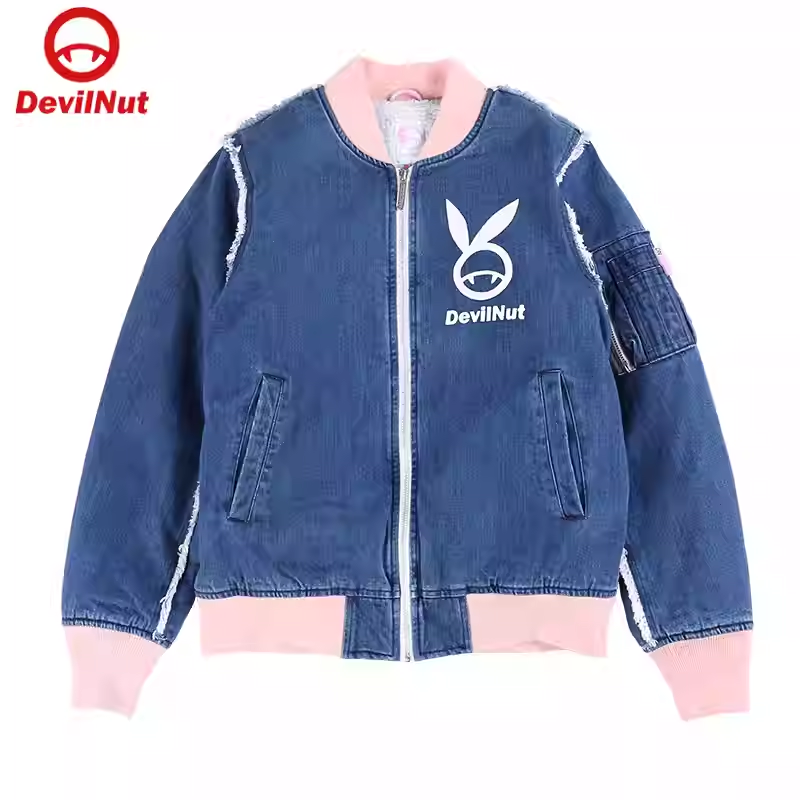 DEVILNUT潮牌恶魔百搭水洗兔耳朵流感冬季加绒外套棉服牛仔羊羔绒