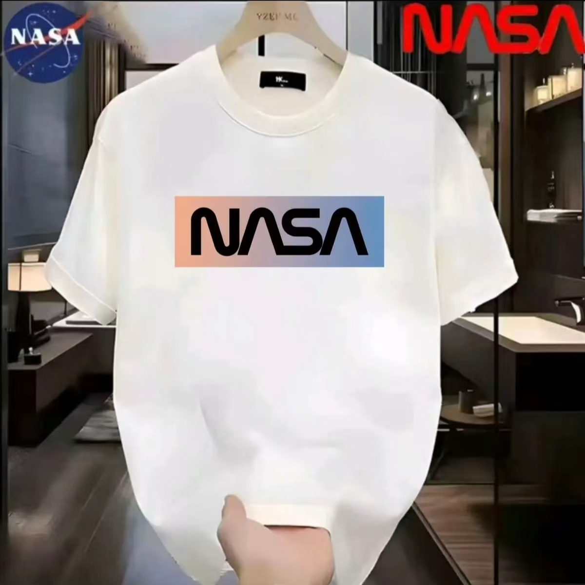 NASA联名纯棉夏季圆领短袖T恤微宽松时尚男女同款休闲百搭12