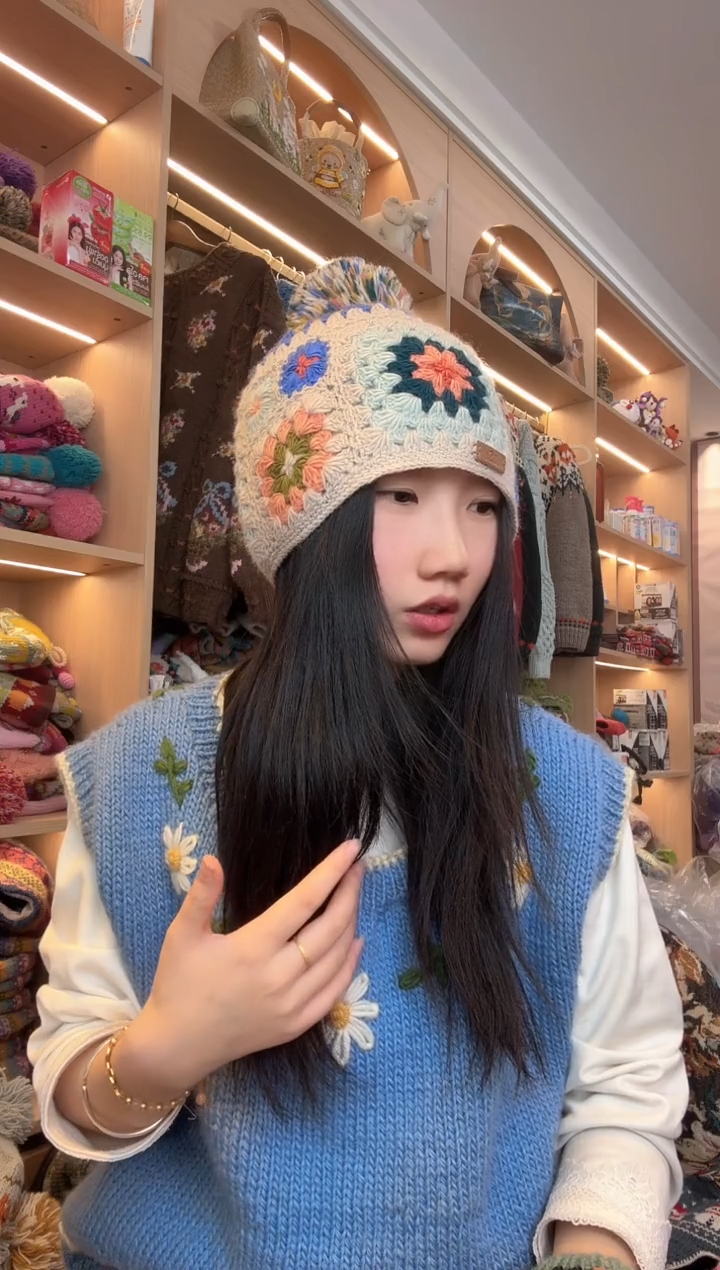 羊毛美利奴华夫格单球帽