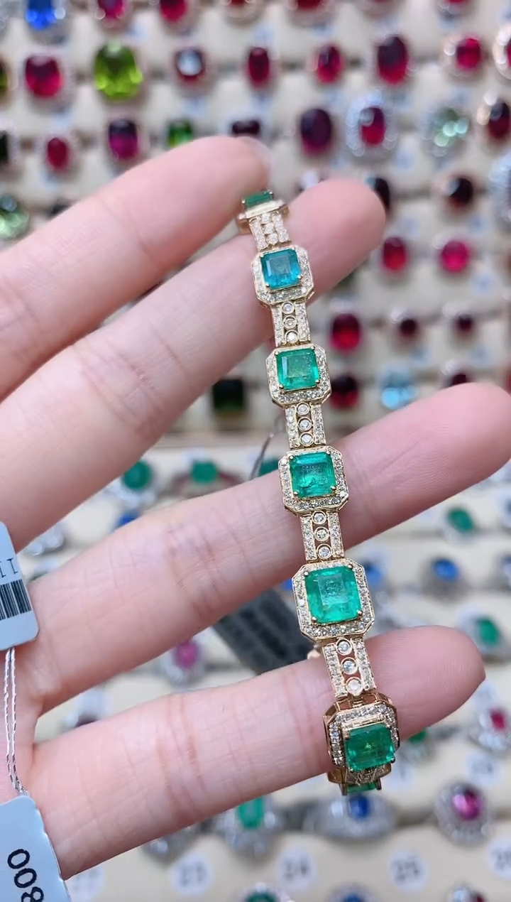 【闪购商品】祖母绿18K金手链18K金镶嵌1