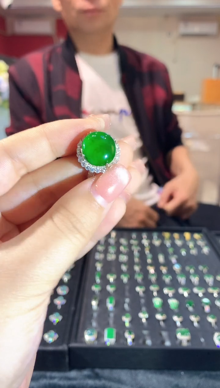 【闪购商品】翡翠银S925镶嵌戒指116zgc时尚