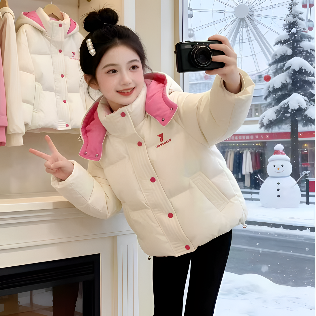 韩版冬季2025儿童新款羽绒服女小中大童泡芙宽松加厚宝宝保暖外套