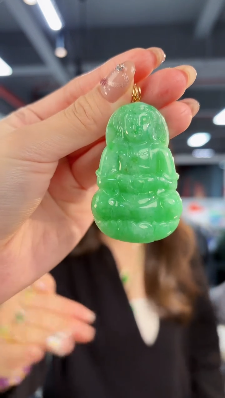 【闪购商品】翡翠颈饰18K金镶嵌缅料A货/支持复检/一件