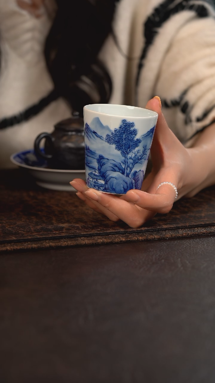 【闪购商品】杯微瑕HLX陶瓷重工山水可乐杯