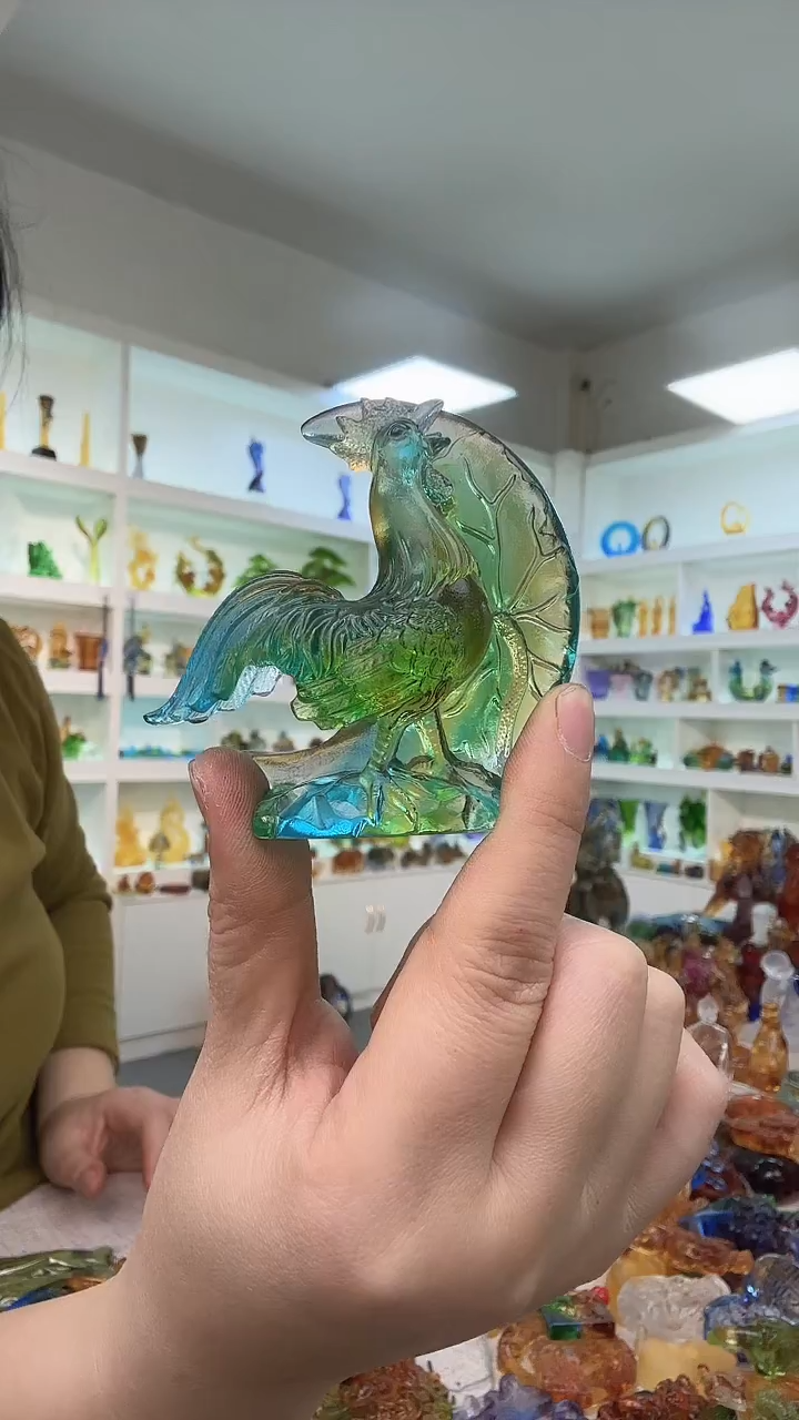手工艺品琉璃鸡摆件