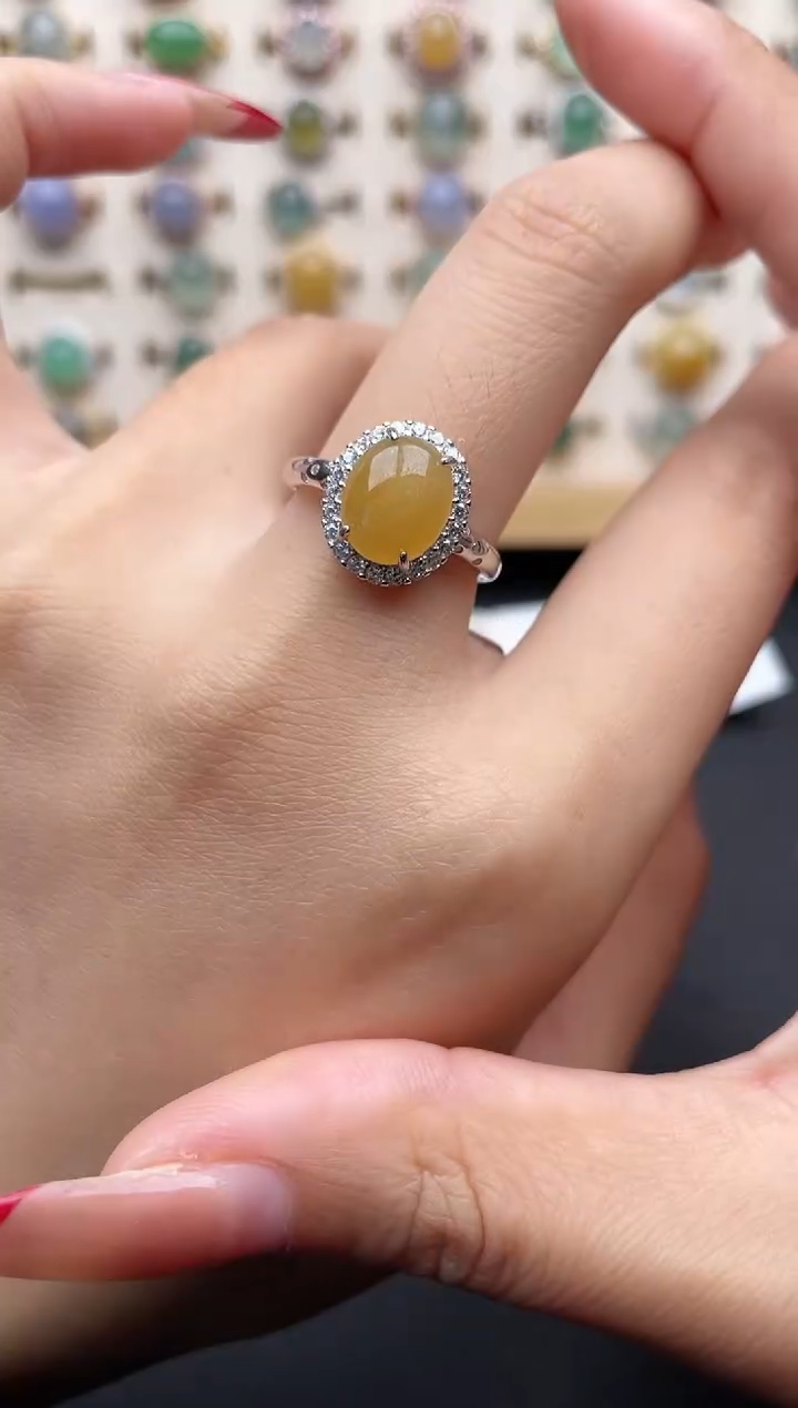 【闪购商品】翡翠戒指银S925镶嵌一物一证一礼盒