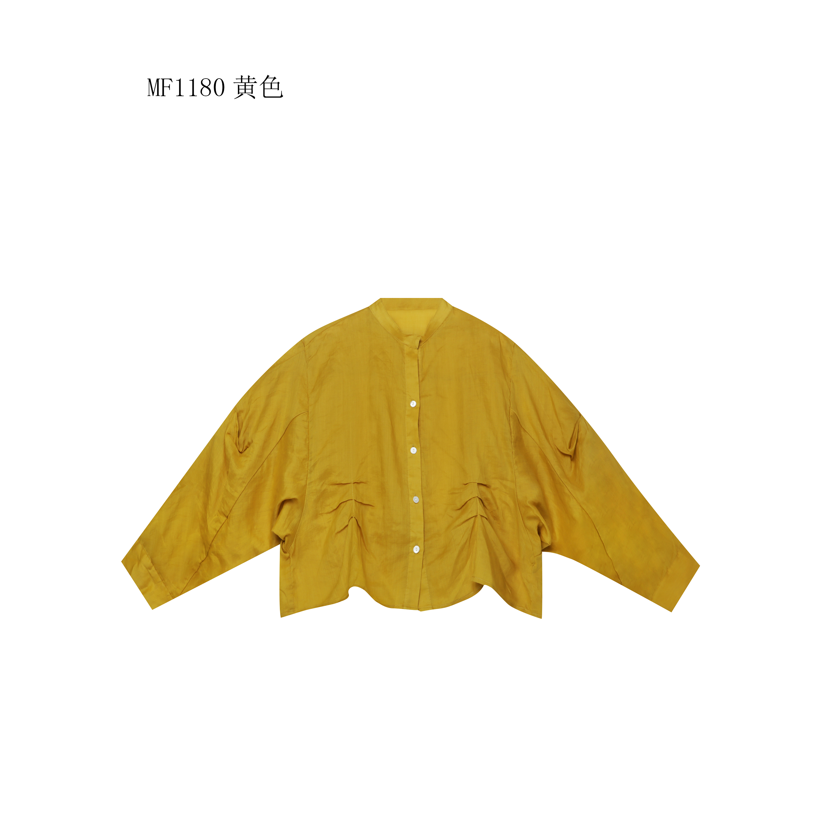 【麻訪家】MF1180黄色文艺气质简约宽松百搭长袖开衫上衣