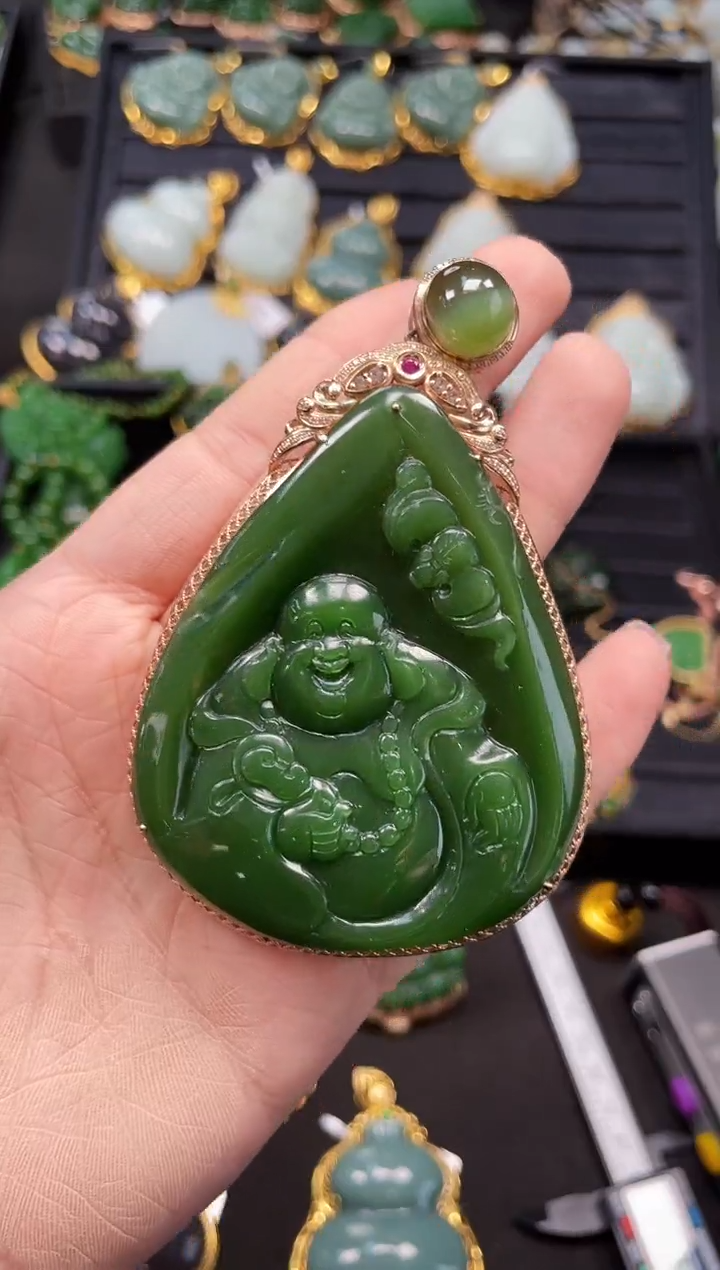 【闪购商品】和田玉吊坠18K金镶嵌多样性发一Z