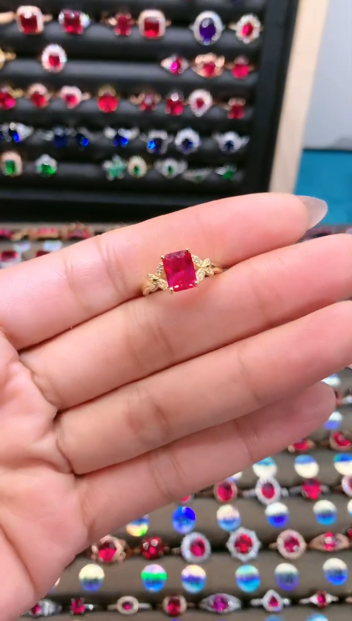 【闪购商品】红宝石戒指银S925镶嵌68金