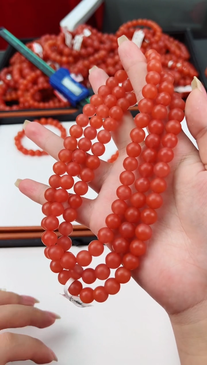 【闪购商品】南红玛瑙长串未镶嵌滴水洞哑光9+一条