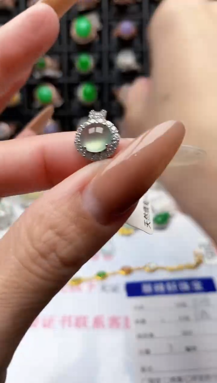 银S925镶嵌戒指翡翠9609