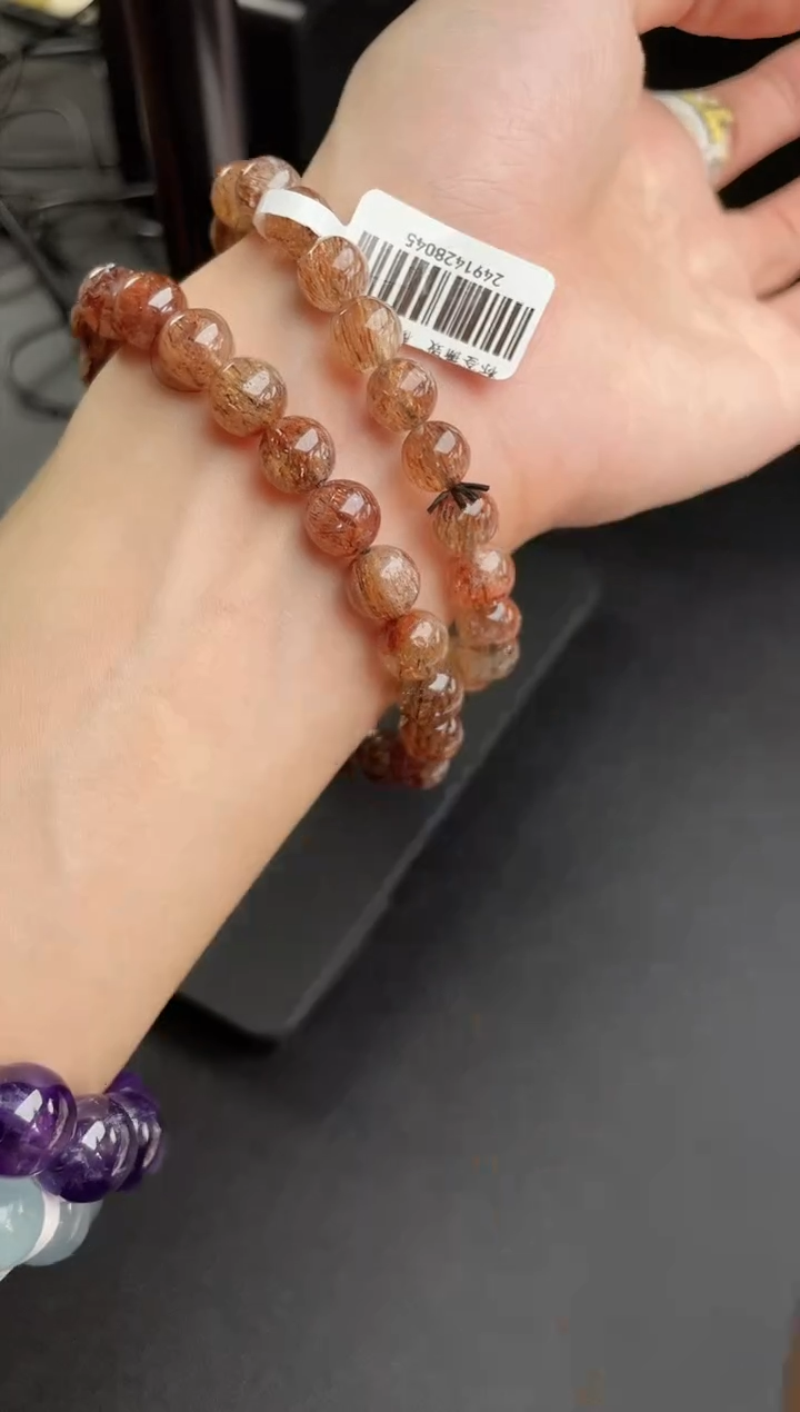 【闪购商品】水晶手链未镶嵌天然黑金超七8mm