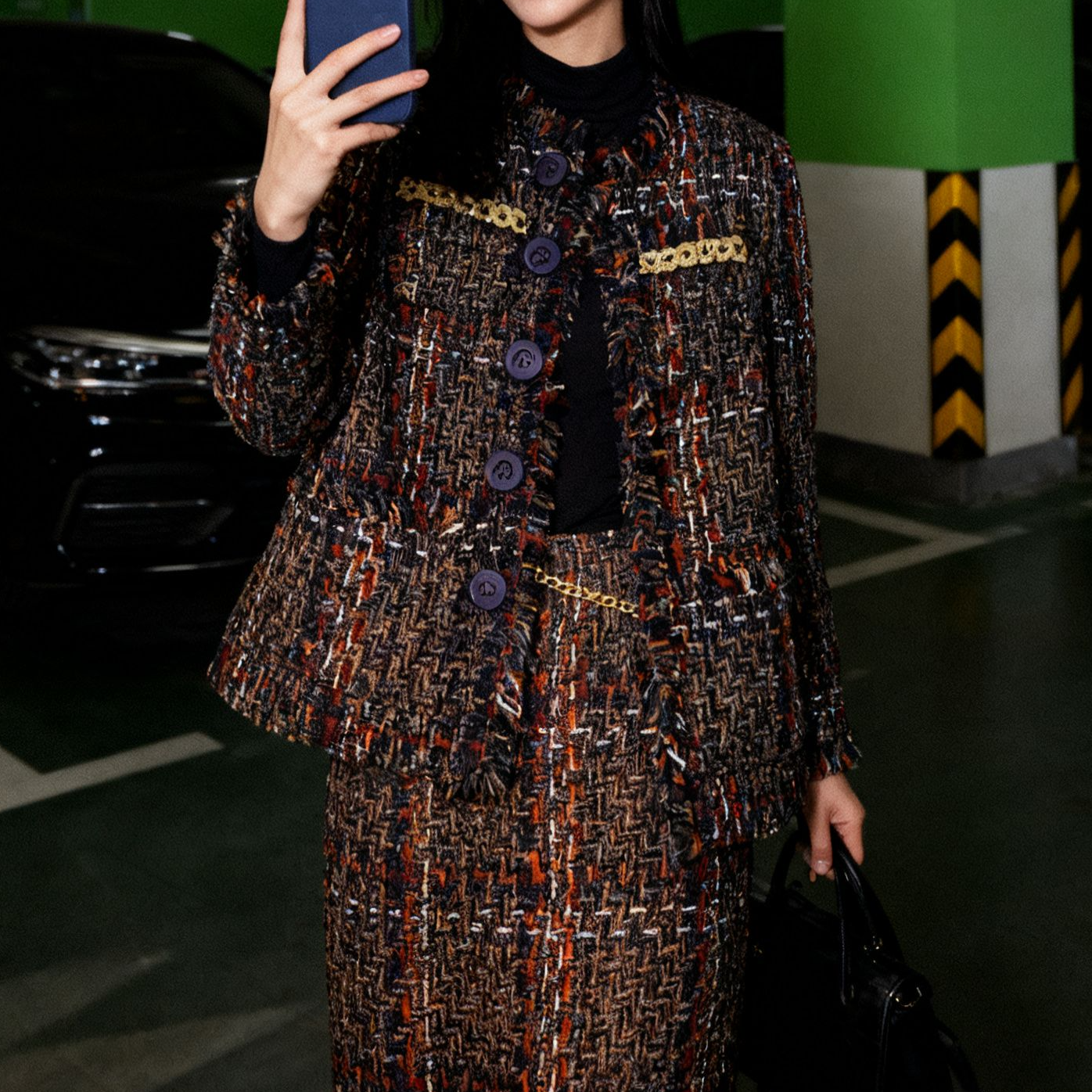 529#法式小香风羽绒套装轻奢设计师秋冬厚款千金风时尚套装