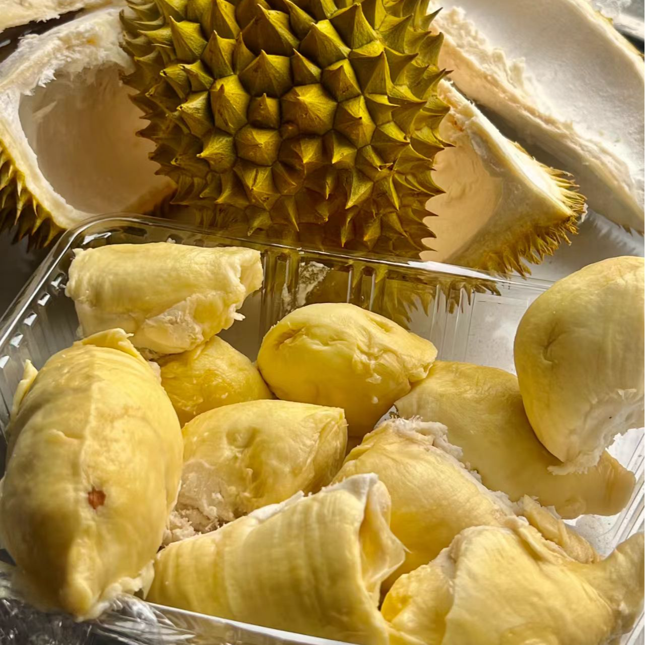 【特价果肉】现开鲜榴莲微苦 夹生 肉白，不能直接吃适合烤榴莲肉或者榴莲披萨、千层等2斤起核小，同城送金枕泰国