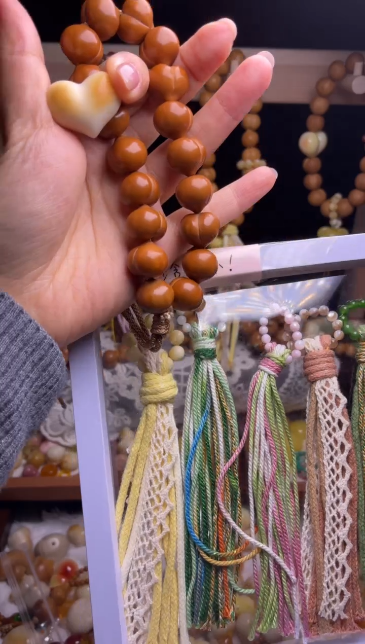 吊坠猴头核桃成*晨全品纯手工姬宝爱心紫咖流苏