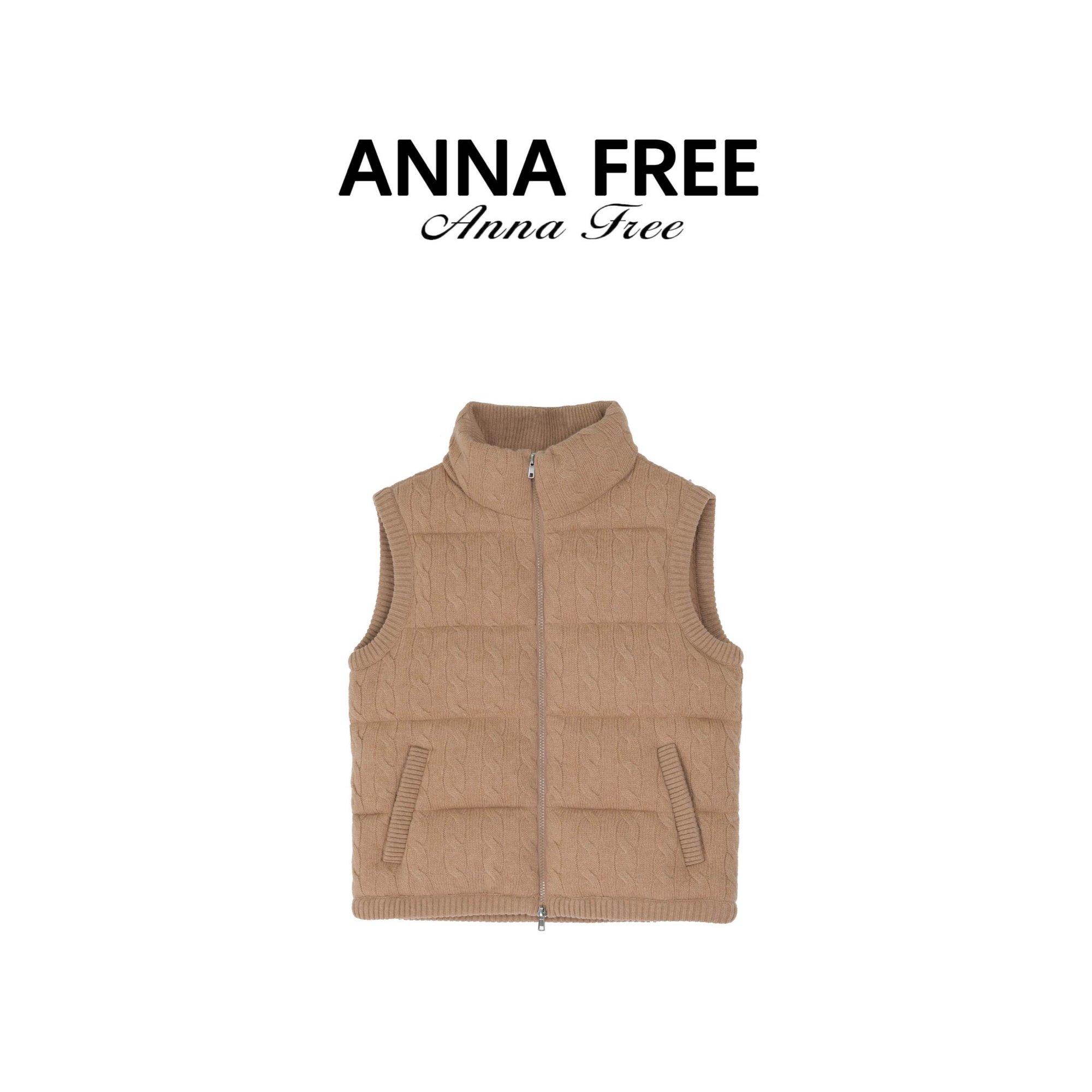 ANNA FREE 针织羽绒马甲立领90白鸭绒背心保暖无袖上衣ZCH25896