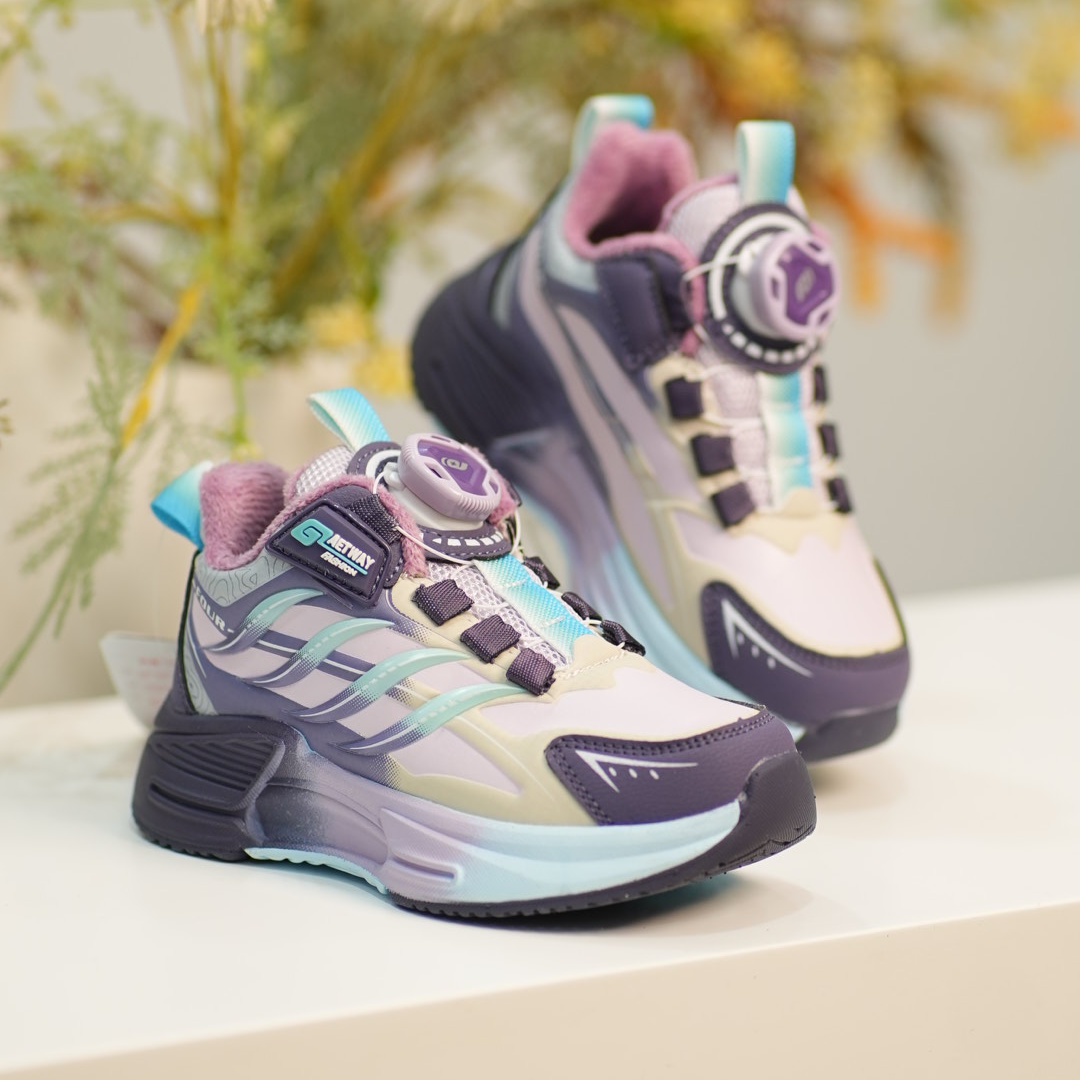 【新疆包邮二棉】6118女童保暖运动鞋跑鞋旋钮扣软底防滑透气跑步